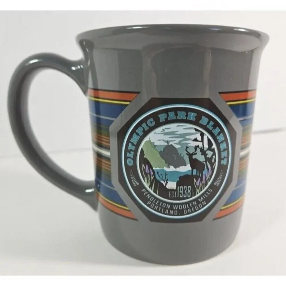 Pendleton Woolen Mills Mug National Park Collection Olympic Park 18 Oz Grey New